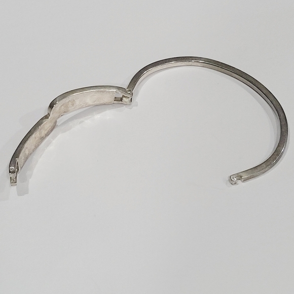 TAXCO MEXICO STERLING SILVER ABALONE SHELL INLAY BANGLE BRACELET - Picture 7 of 9